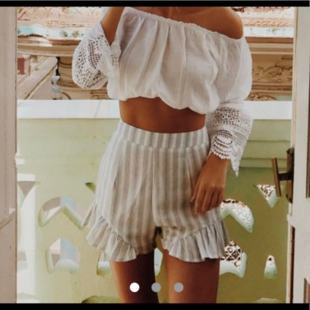 Tiger Mist Blue White Striped Shorts